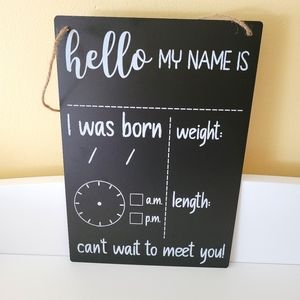 Hello my name is sign chalkboard